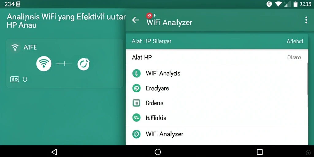 Tampilan antarmuka aplikasi WiFi Analyzer 234E yang sederhana dan informatif.