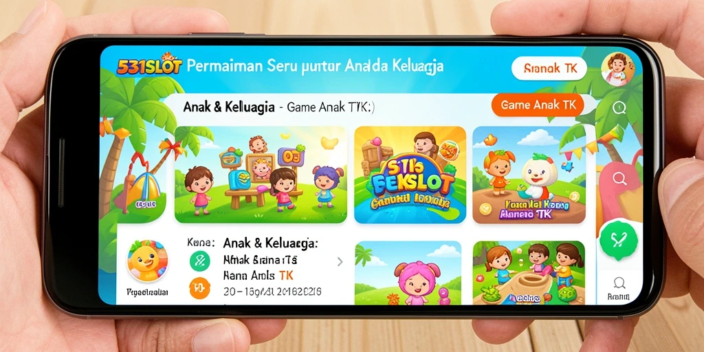Tampilan antarmuka 531SLOT yang ramah anak dan colorful.