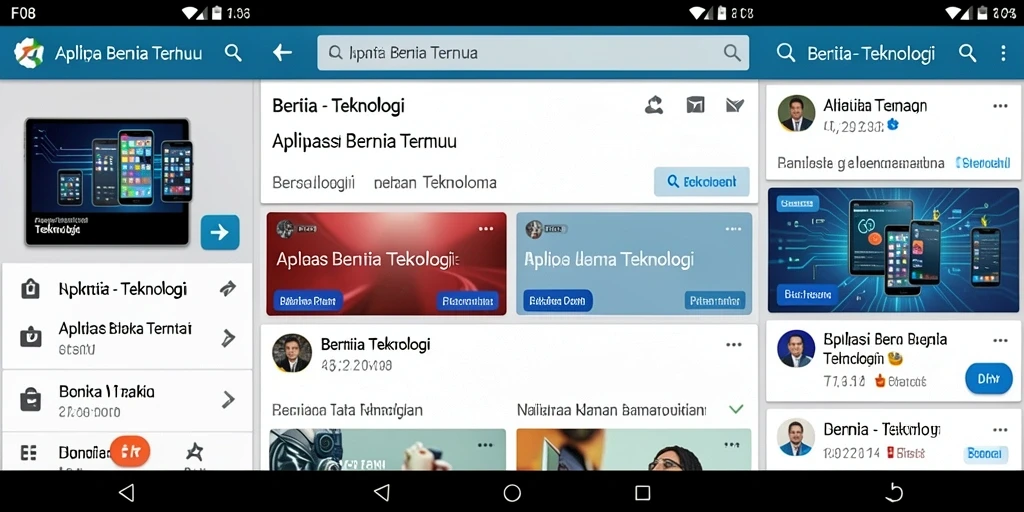 Antarmuka menarik F08 dengan berita teknologi terbaru.