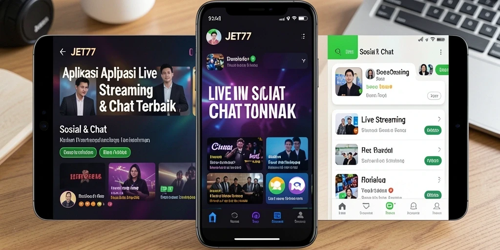 Tampilan antarmuka aplikasi JET77 yang menarik saat Live Streaming.