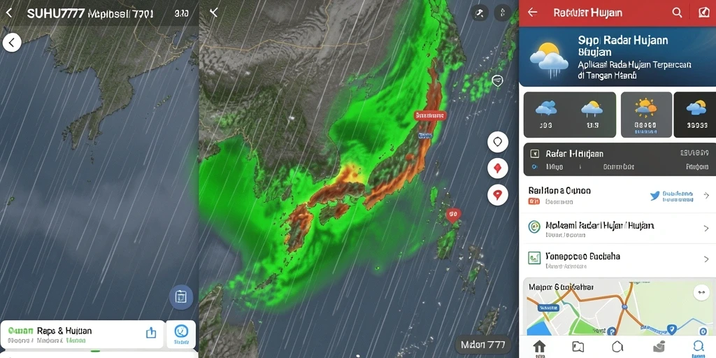 Screenshot antarmuka SUHU777 menampilkan radar hujan yang jelas dan informatif.