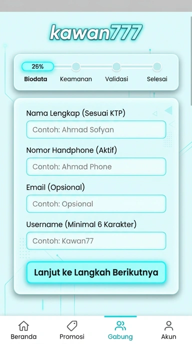 Cara Mendaftar Akun Kawan777 dengan Mudah